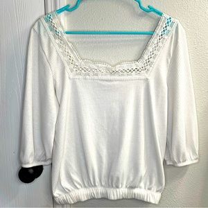 Willow Root White Blouse with Elastic Waist